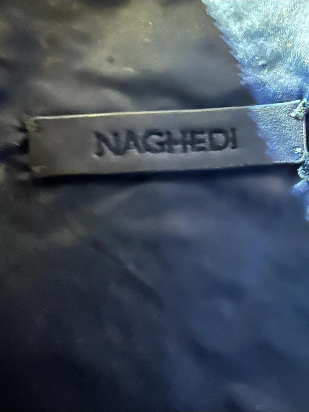 Naghedi Deep Navy Embossed Leather Strap Accessory